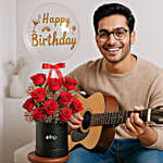 Birthday Serenade with Roses N Balloons