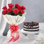 Happy Father's Day Red Rose Bouquet and Cake