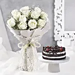 Elegance Roses Bouquet Black Forest Cake