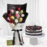 Young Love Colourful Bouquet Black Forest Cake