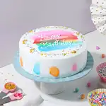 Rainbow Delight Eggless Pineapple Birthday Cake