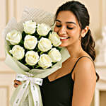 Heavenly 10 White Roses Bunches