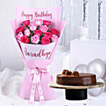 Personalised Birthday Mixed Roses N Truffle Cake