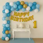 Blue N Gold Birthday Balloon Backdrop
