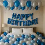 Birthday Wishes Blue N Silver Balloon Decor