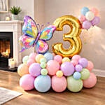 Butterfly Sparkle Number 3 Balloon Setup