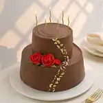 Scarlet Bloom Chocolate Tier Cake Eggless
