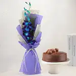 Enchanting Orchid Bouquet N Truffle Cake