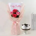 Angelic Rose Bouquet N Black Forest Birthday Bliss