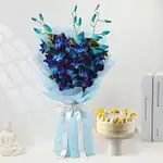 Butterscotch Bento Cake N Misty Azure Orchids