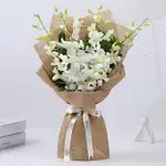 Pure White Orchid Jute Bouquet