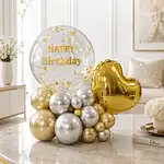 Heart of Gold Birthday Balloon Display