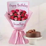 Personalised Birthday Roses N Truffle Cake