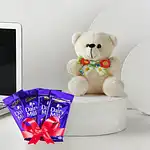 Dairy Milk Chocolates With Red And White Teddy