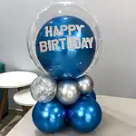 Happy Birthday Chrome Balloon Set Blue
