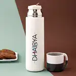 Personalised White Thermosteel Cup Flask
