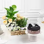 Rosy Blooms N Choco Cake Combo