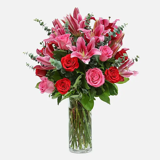 Roses With Stargazer Lilies