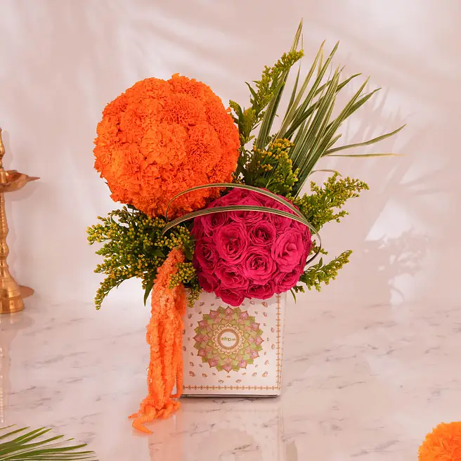 Diwali Sunshine Celebration Flower Arrangement