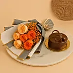 Chocolate Fudge cake and Roses Bundle