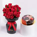 Red Velvet Whispers Of Roses With Photo Cake