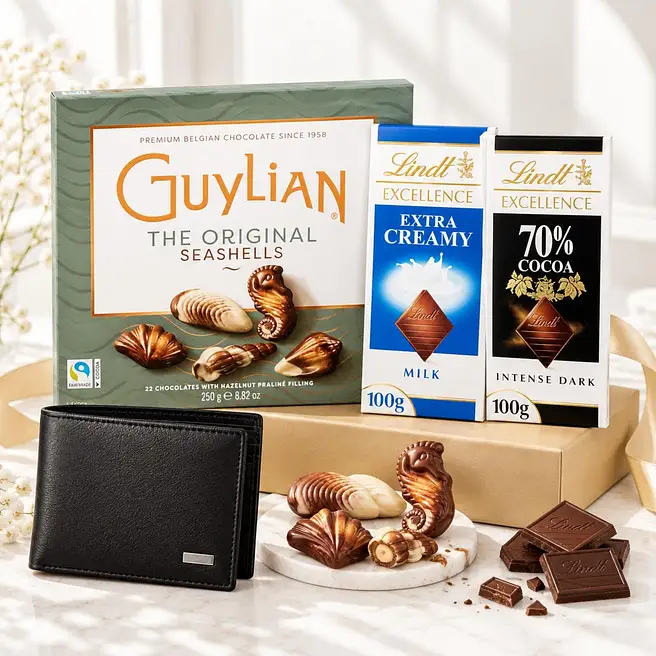 Luxury Wallet and Chocolate Bar Selection