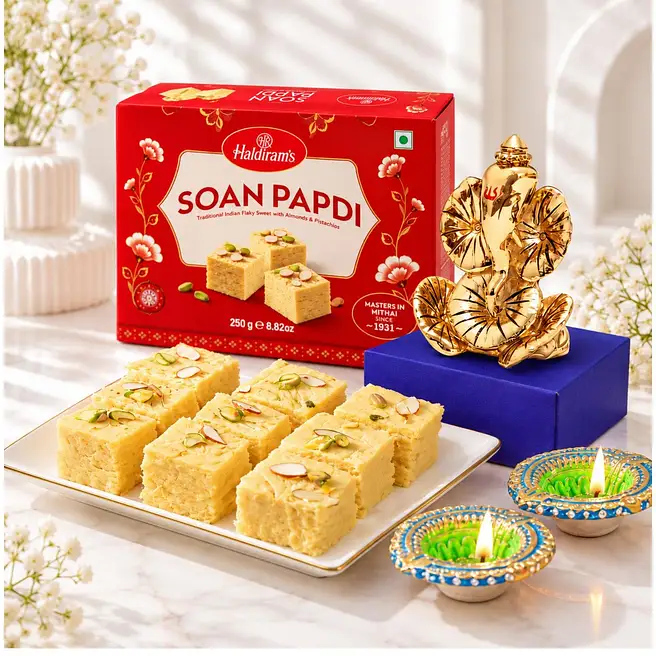 Sweet Radiance Soan Papdi n Diya Set