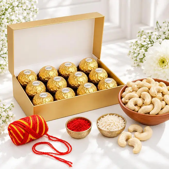 Bhai Dooj Celebration Ferrero Rocher And Cashews Combo