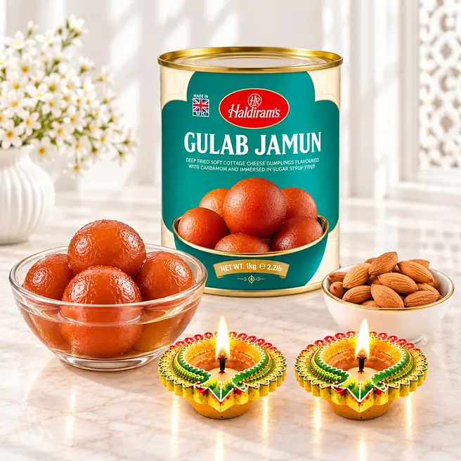 Designer Diyas With Almonds And Gulab Jamun