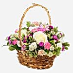 Basket Of Pastel Flowers