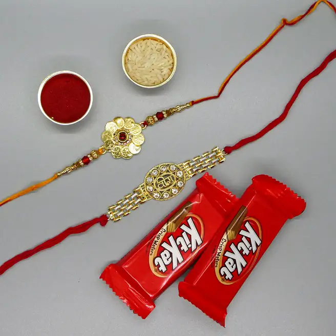 Two Gorgeous Rakhis And Kit Kat Combo usa | Gift Two Gorgeous Rakhis ...