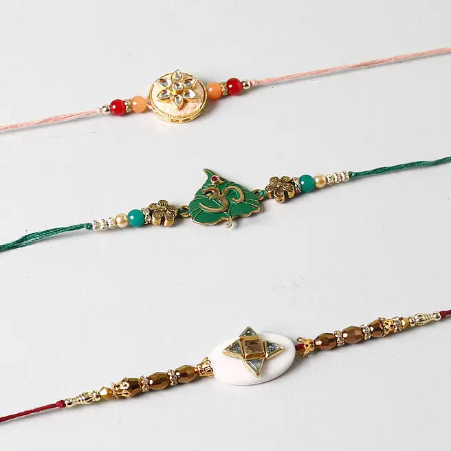 Spiritual And Designer Rakhi Set of 3 usa | Gift Spiritual And Designer ...