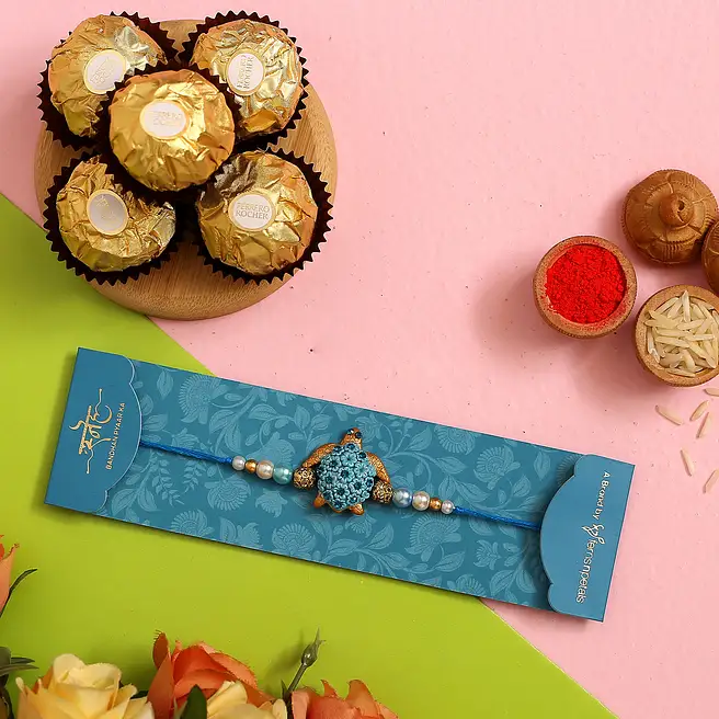 Turtle Pearl Kids Rakhi And 3 Pcs Ferrero Rocher usa | Gift Turtle ...