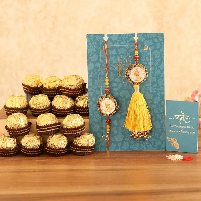 Silver Coin Premium Lumba Rakhi Set With 12 Pcs Ferrero Rocher usa ...