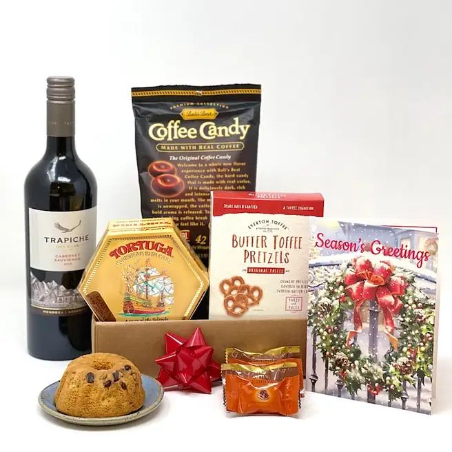 Christmas Joy Tasty Treats And Red Wine Hamper usa | Gift Christmas Joy ...