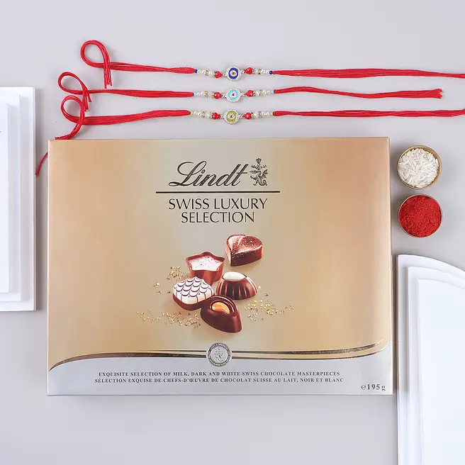 Sneh Spiritual Evil Eye Rakhi Set & Lindt Collection