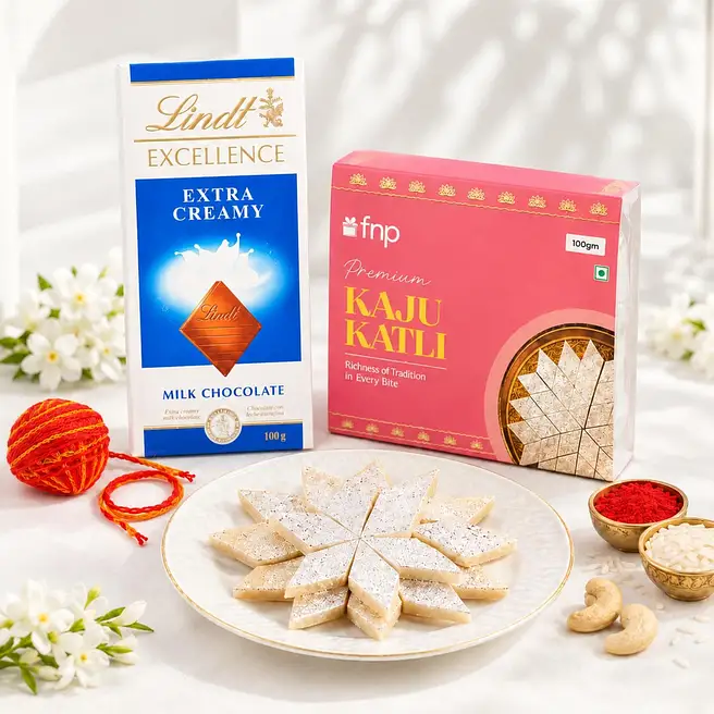 Bhai Dooj Greetings Kaju Katli And Lindt Combo