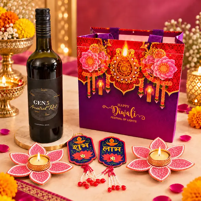 Designer Diyas & Shubh Labh Wine Gift Set