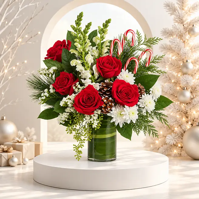 Red Green & Candy Cane Bouquet