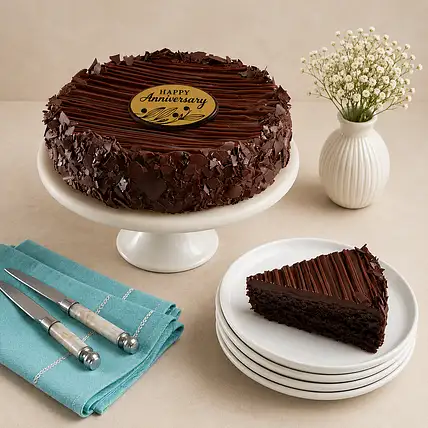 Anniversary Triple Chocolate Enrobed Brownie Cake