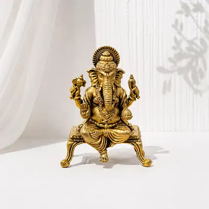 Auspicious Ganesha on Ornate Chowki