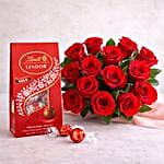 Red Roses Bouquet And Lindt Truffles